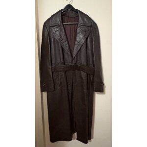 Bergfreund German leather coat trench coat sz 50 40's WWII Era Collectible VTG